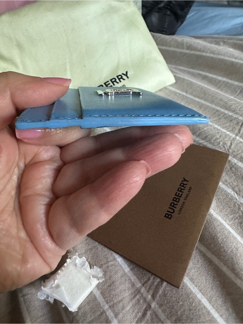 Burberry Blue Leather TB Monogram Card Holder - Picture 5 of 7